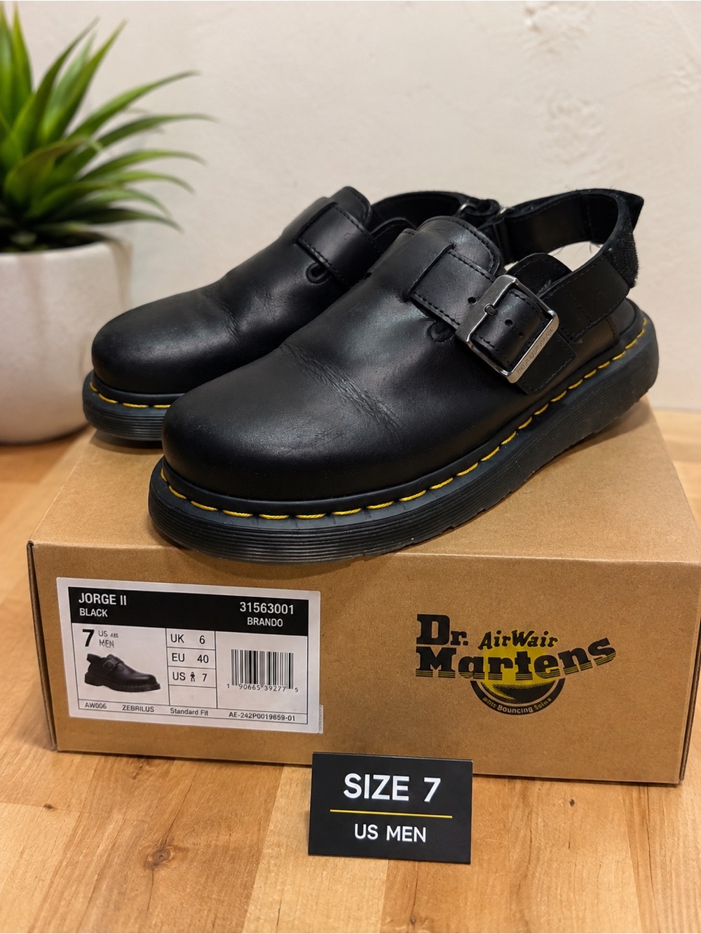 Dr. Martens Black Leather Buckle Clog Slingback - Jorge II
